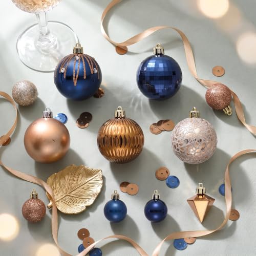DecorbyHannah 28pcs Christmas Blue Copper Gold Tree Ornament Set - Variation of THIS listing
