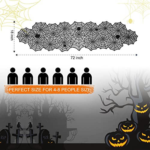 Jomelly Halloween Black Lace Spider Web Table Runner 18x72 Inch - Spooky Decor
