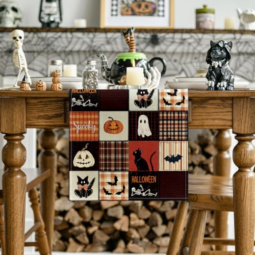 Artoid Mode Halloween Table Runner, 13x72 Inch Black Spun Polyester