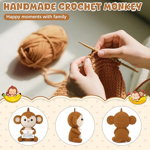 Positive Monkey Crochet Stuffed Animal for Emotional Support