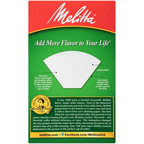 Melitta #2 Cone Coffee Filters, 100 Count - Chlorine Free & Compostable