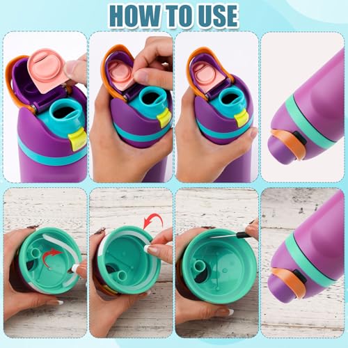 4pcs Replacement Stoppers & 4pcs Bottle Seal Rings for Owala FreeSip 24oz 32oz, BPA-Free Silicone O Ring Water Bottle Top Lid Replacement Parts for 16/19/24/32/40oz Gasket Plug Accessories(Colorful)