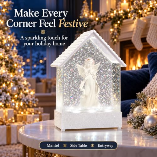 Angel Musical Snow Globe Lantern with Lights and Songs - Christmas & Holiday Decor