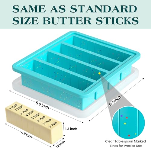 KASHME Butter Mold with Stainless Steel Frame - BPA Free Silicone, 4oz Portion, Aqua, 1 Pc