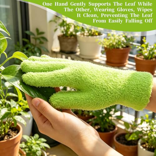 Microfiber Plant Cleaning Gloves - 2 Pack, Reusable & Washable