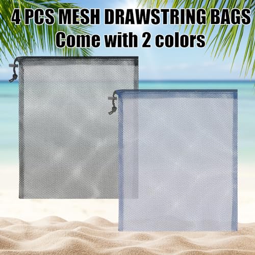 4 Pack Nylon Mesh Diving Bags with 2 Scalloping Knives - 13x15.5 Inches
