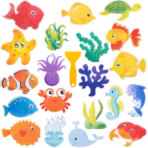 20 PCS Cute Sea Creature Anti-Slip Stickers for Bathtub & Shower