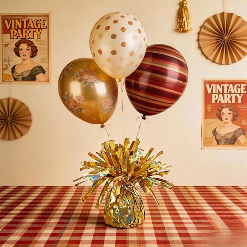 Moretreat Glitter Gold Balloon Weights 6 Pack - Festive Helium Anchors, Variation: Glitter Gold-06