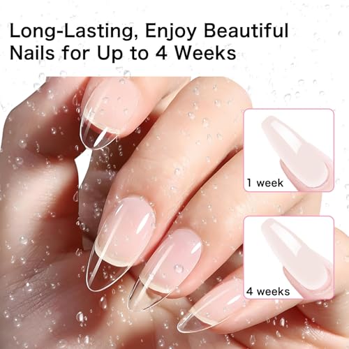 Creaglam Medium Almond Fake Nails - 240PCS Clear Gelly Press On Nail Tips