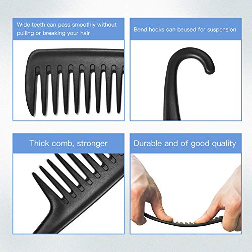 Wapodeai Wide Tooth Shower Comb with Hook for Curly and Wet Hair