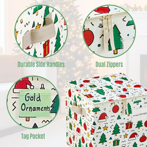 VENO Christmas Ornament Storage Box - 2 Pack, 64-Count Jingle Mix Organizer