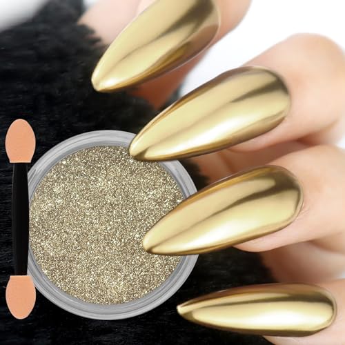Allstarry Champagne Gold Chrome Nail Powder Metallic Mirror Pigment
