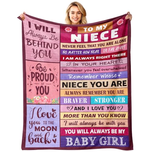 To My Niece Blanket Gift from Auntie or Uncle - 60x80 Inches - Cozy Plush Throw with Variation of To My Niece / 60x80