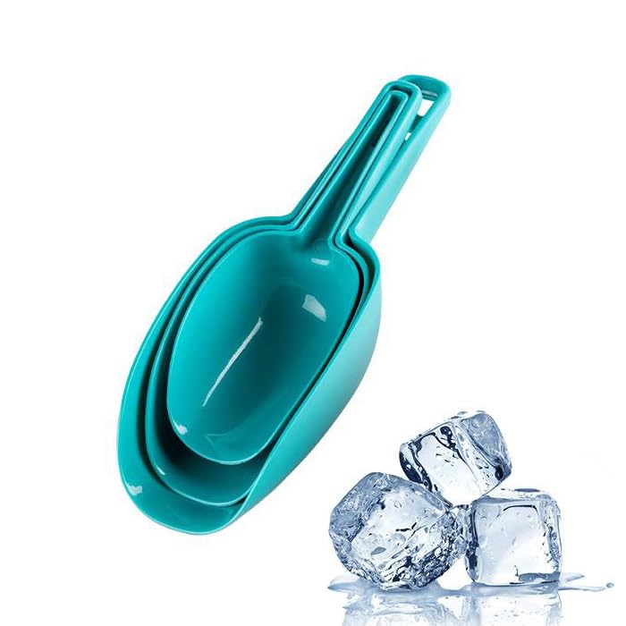 AZOFIA Set of 3 Blue Ice Scoops - Durable Plastic Kitchen Utensils