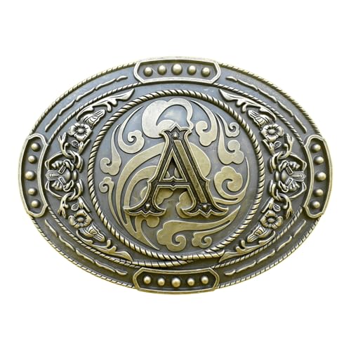 Vintage Cowboy Belt Buckle with Initials for Men & Women