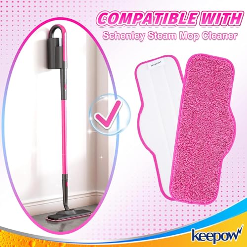 Pink 2 Pack Washable Multi-Surface Steam Mop Pads Compatible with Schenley & Hestia Models