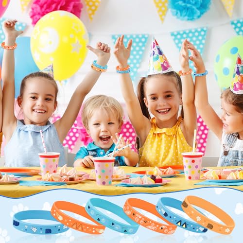 Blue Dog Theme Silicone Wristbands Set - 42 Pcs, Fun for Parties
