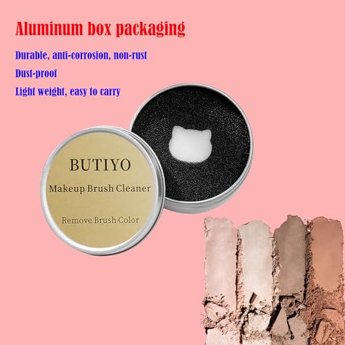 BUTIYO Dry Makeup Brush Cleaner Box with 2 Reusable Sponges