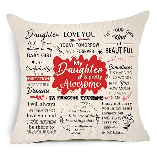 My Daughter is Pretty Awesome Throw Pillow Cover - 18x18 Inch