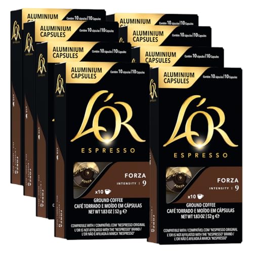 L'OR Forza Espresso Capsules 80 Count Pack of 8 – Compatible with Nespresso & Barista System