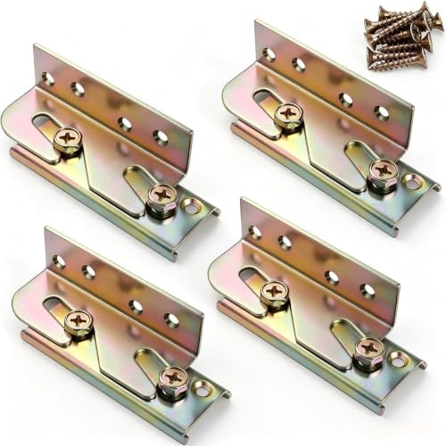 Heavy Duty Bed Rail Brackets Set - 4 Brackets with Screws