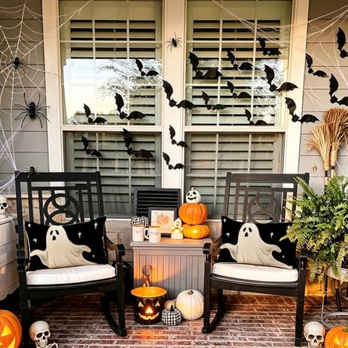 Halloween Throw Pillow Cover 12x20 - Spooky Ghost Design