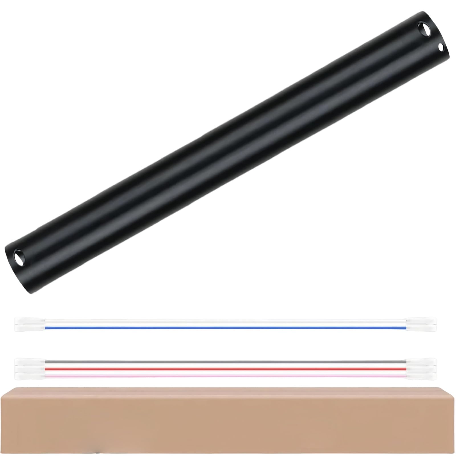 4 Inch Ceiling Fan Downrod, 1" Diameter Matte Black Ceiling Fan Extension Rod (No Threads) with 5 x 18-AWG Wires,Universal Down Rods for Ceiling Fans,Easy Installation