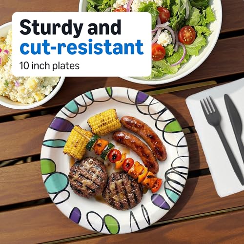 Amazon Basics 10-Inch Disposable Paper Plates, Extra Sturdy, 44 Count