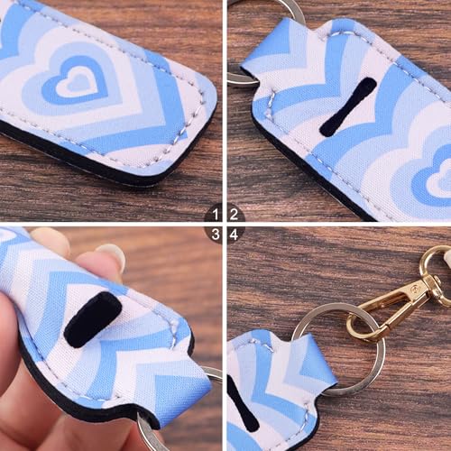 4 Pcs Lip Balm Holder Keychain Elastic Fabric Lipstick Sleeves