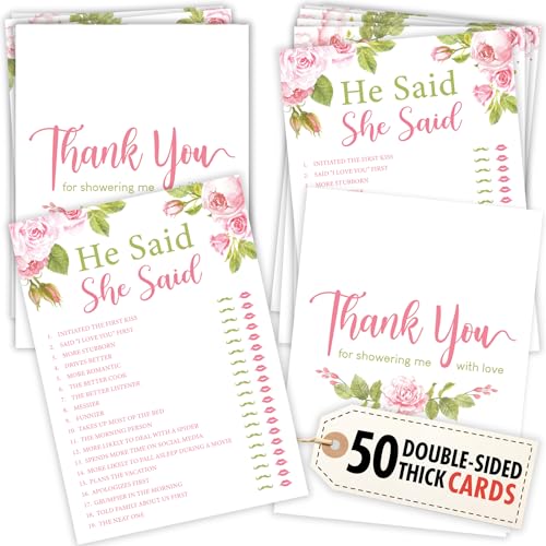 He Said She Said Bridal Shower Game - 50 Double-Sided Cards