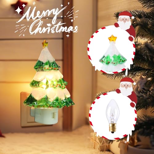 Christmas Tree Night Light Plug In Wall Decor LED Kids Bedroom Lamp