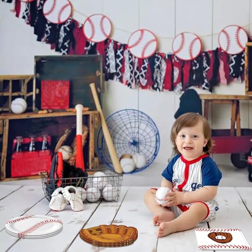 Baseball Birthday Party Supplies - 40Pcs Plates & Napkins Set
