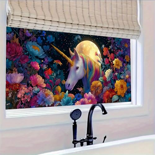 HOMETITUTE Magical Fantasy Floral Window Privacy Film 39.3x17.7 Inch
