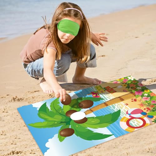 Hawaiian Luau Party Game - Pin The Coconut on Palm Tree Set