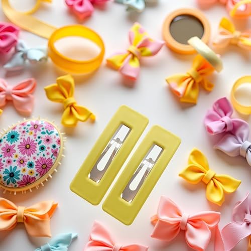 WNHNO Yellow Matte Square Hair Clips 2-Piece Set for Styling Bangs