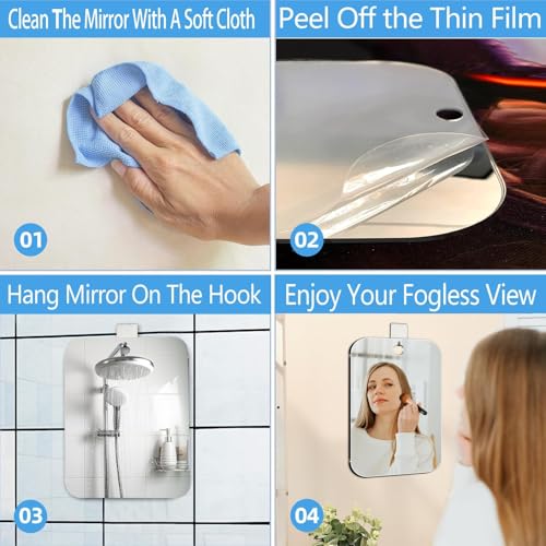 Xoudsi Fogless Shower Mirror - 10x8 Inch Shatterproof Acrylic Shaving Mirror