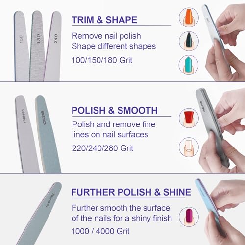 HomeyEra Professional Nail File and Buffer Set - 6 Pcs Multigrit Kit