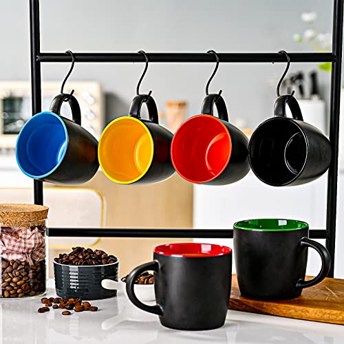11oz Ceramic Coffee Mug Set Matte Black Porcelain Cups - 6-Pack