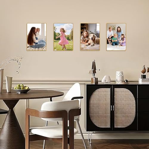 Bolidery 4x6 Acrylic Picture Frames, Gold Wall-Mount Floating Frames (Set of 6)