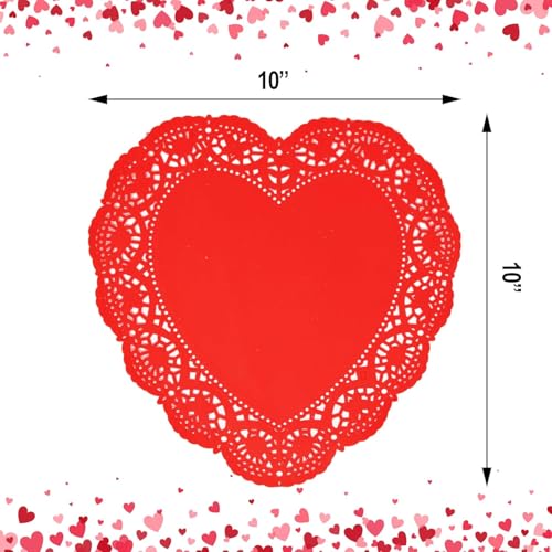 10-Inch Heart Doilies - 25 Pcs Red Valentine Craft Set