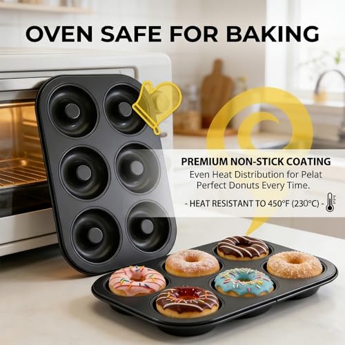 YOVLOSIN 2 Pack Nonstick Donut Baking Pans - 6 Cup, Black