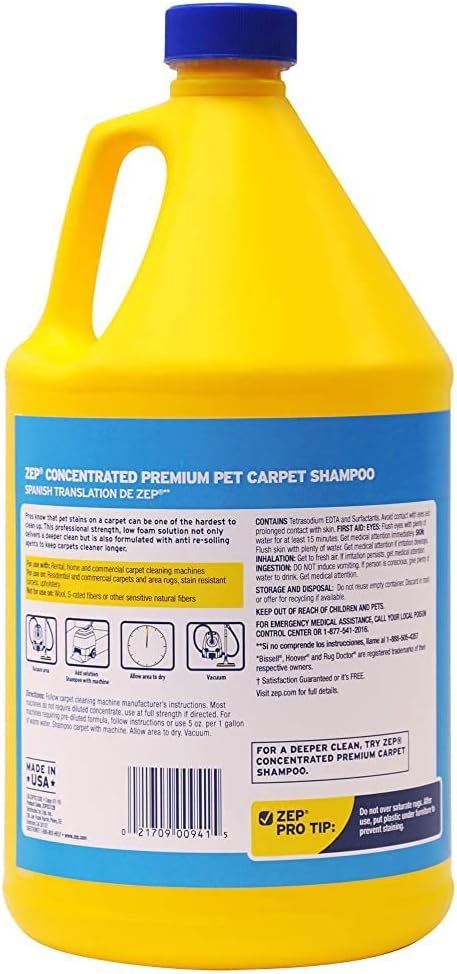 ZEP INC Carpet Shampoo - Powerful Stain Removal | 128 Fl Oz Clear Formula
