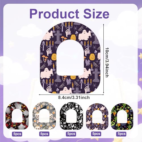 25pcs Adhesive Patches for Omnipod 5, Waterproof CGM Overpatches Halloween Themed Sensor Covers Sweatproof Breathable Adhesive Tape Grip Sensor Stickers, Easy to Apply for Long Wear