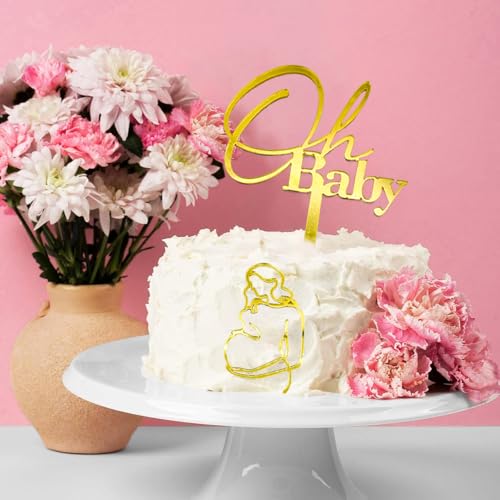 Gold Acrylic Oh Baby Cake Topper Set for Baby Showers