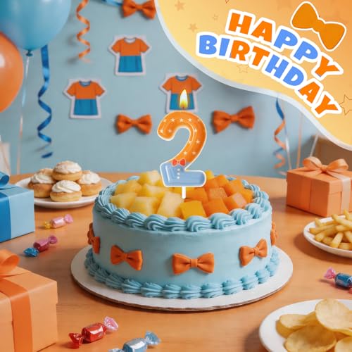 Beutka Number 2 Birthday Candle Blue Cake Topper for Party Decorations