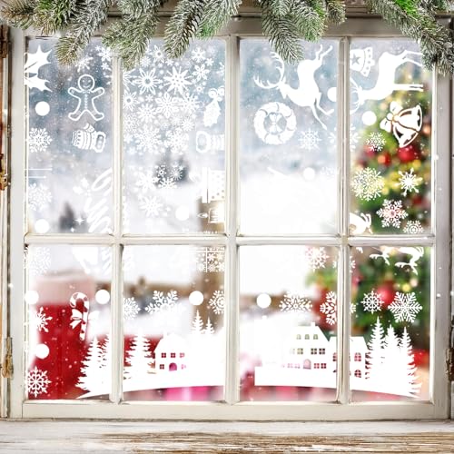 Christmas Window Clings 9 Sheet Snowman Snowflake Glass Decals