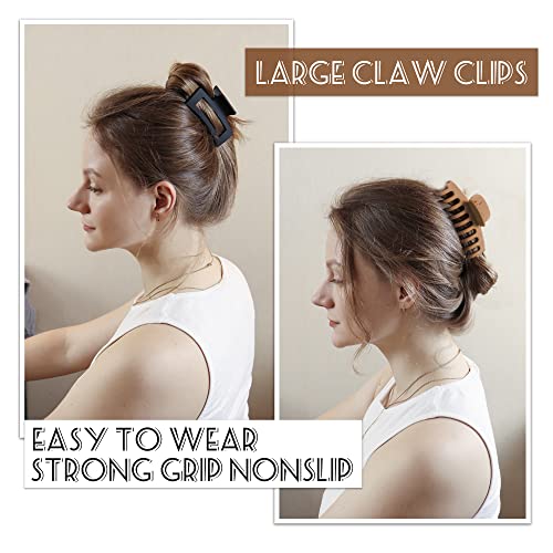 Vsiopy 6pcs Matte Square Claw Hair Clips 3.5 Inch for Thick and Thin Hair