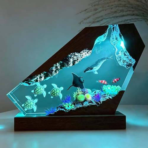 Humpback Whale Ocean Resin Night Light - Handmade Sea Animal Lamp S