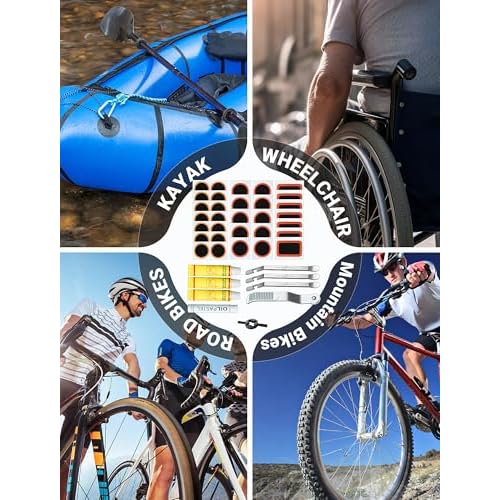 40 PCS Bike Tire Repair Kit, Bicycle Inner Tube Puncture Patch Kit with 30 PCS Tire Patches & 3 PCS Stainless Steel Tire Levers, Portable Bike Tire Patch Kit for Mountain and Road Bike