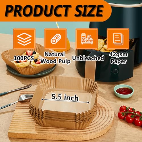 ZOWVAAM 5.5 Inch Air Fryer Paper Liners for 2-3Qt Mini Air Fryers